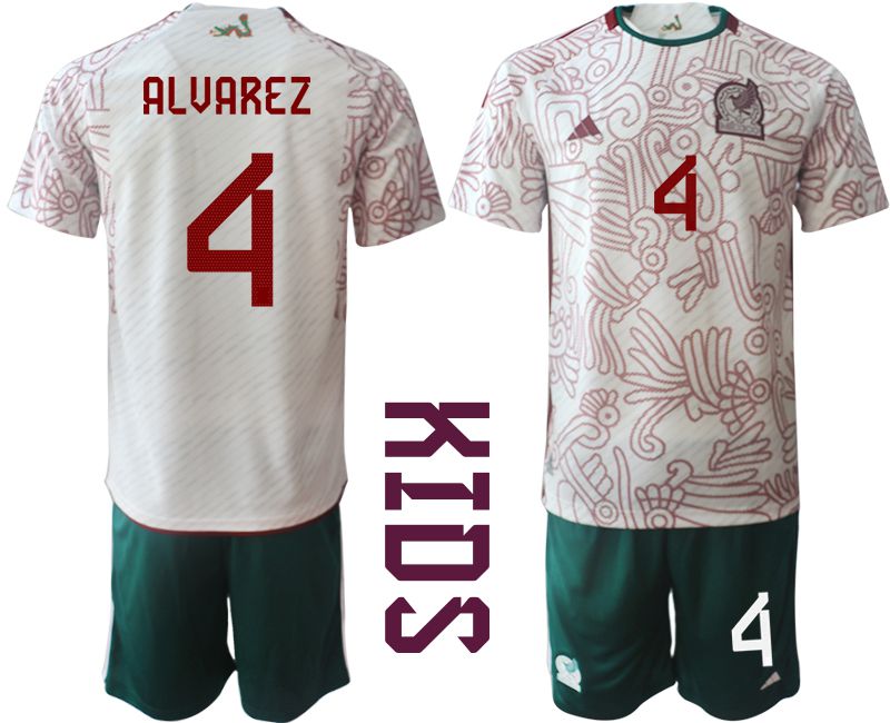 Youth 2022 World Cup National Team Mexico away white 4 Soccer Jerseys